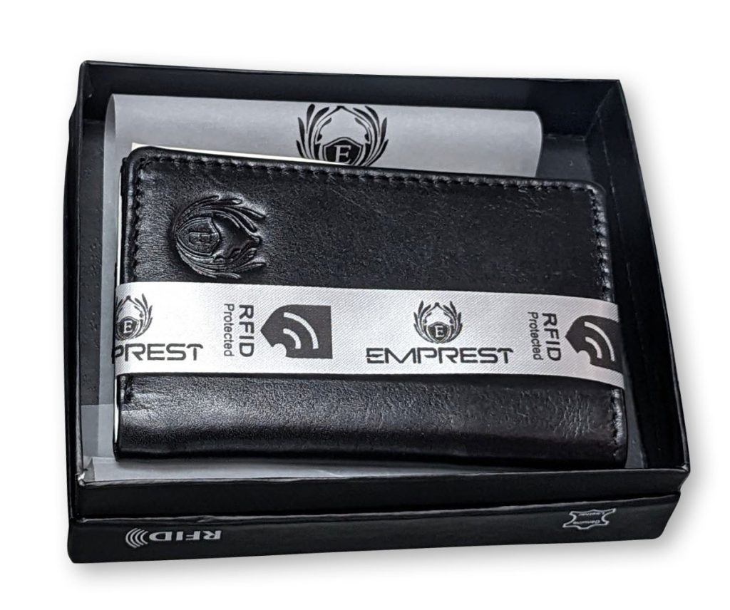 Emprest Black Leather Wallet with RFID Protection