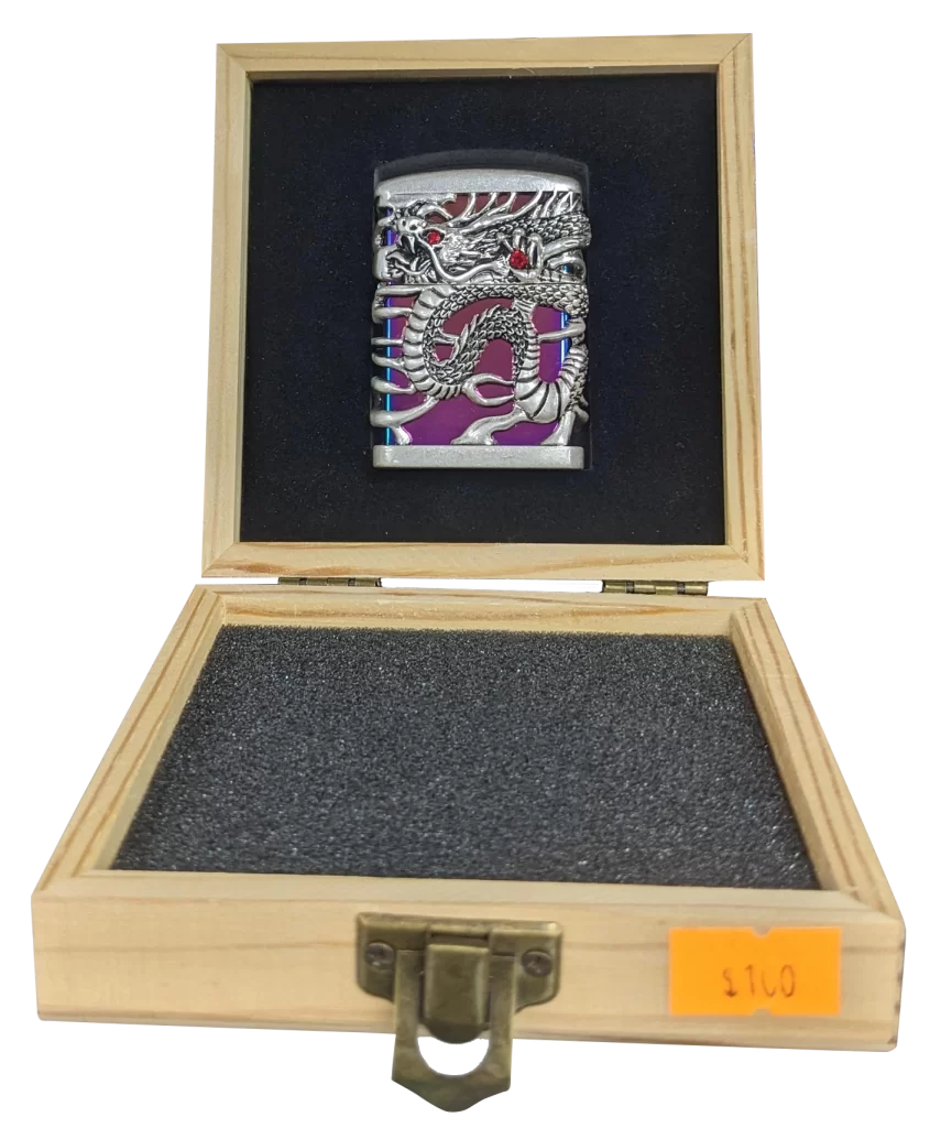 Zippo Style lighter. Silver & Purple