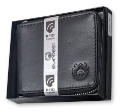 Emprest Black Leather Wallet with RFID Protection