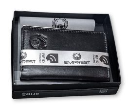 Emprest Black Leather Wallet with RFID Protection